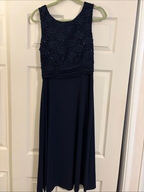 connected apparel Navy Beaded Bodice Maxi Dress
